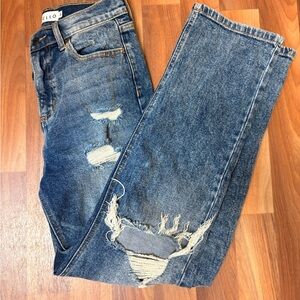 Cello Women’s Blue Distressed Straight Jeans